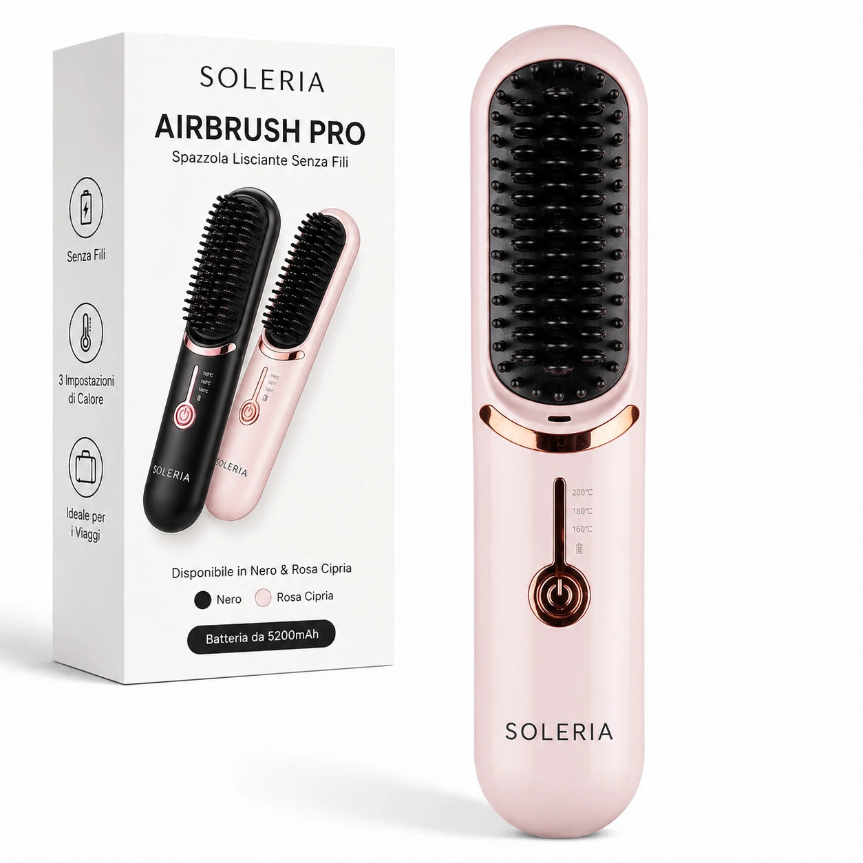 Soleria AirBrush™ Pro | Spazzola per lo styling senza fili