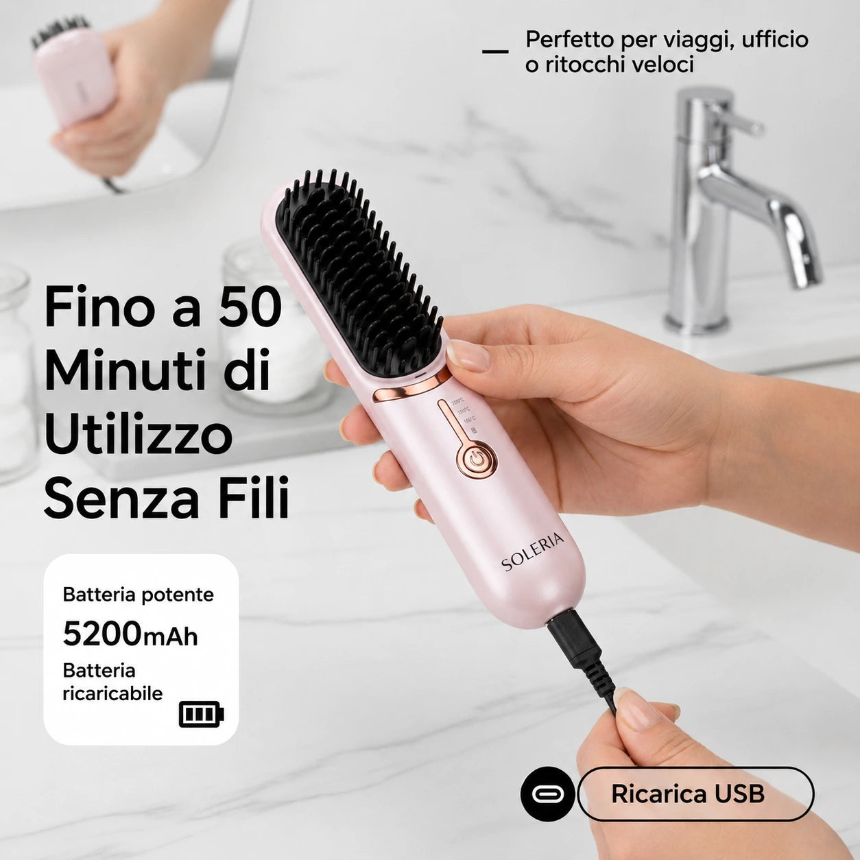 Soleria AirBrush™ Pro | Spazzola per lo styling senza fili