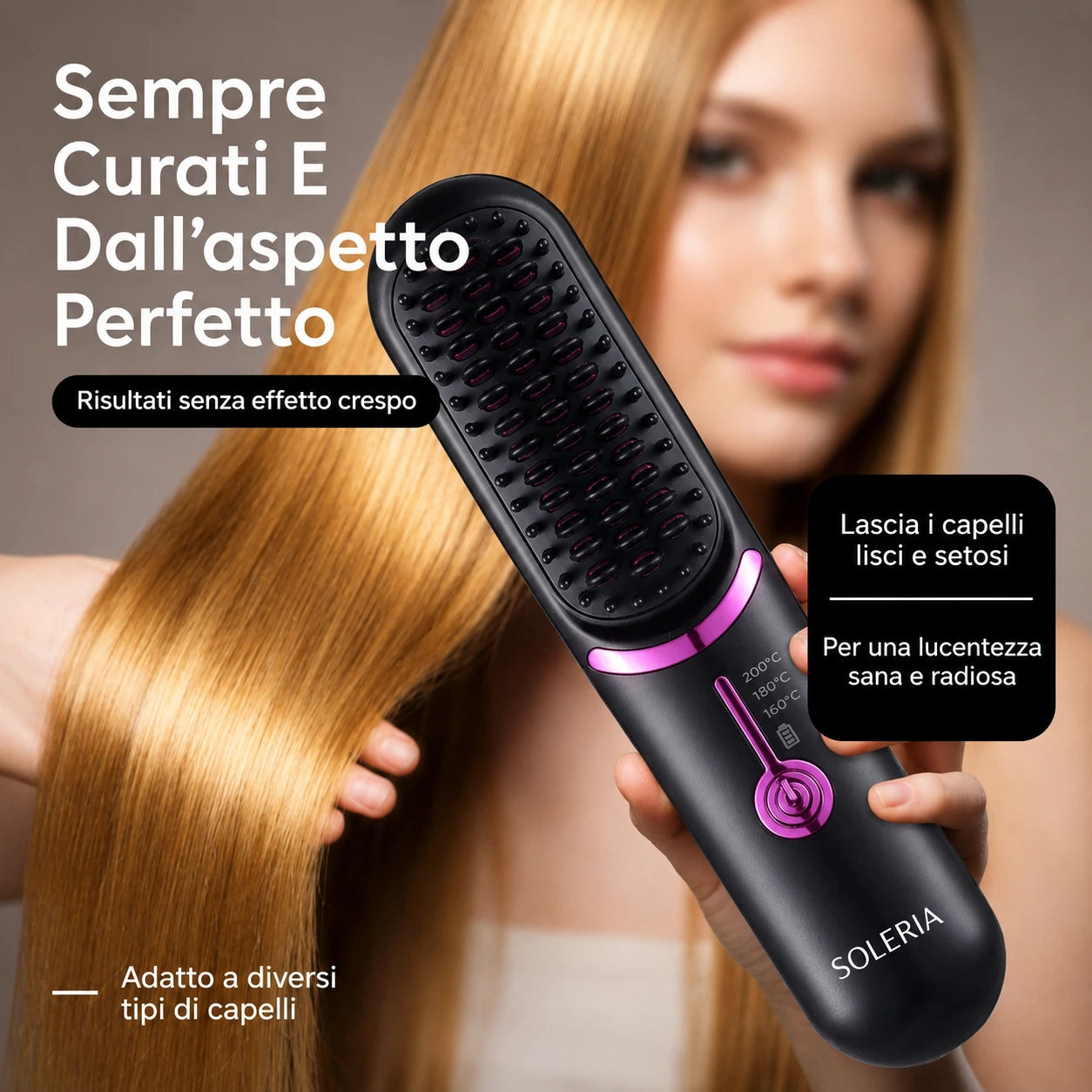 Soleria AirBrush™ Pro | Spazzola per lo styling senza fili