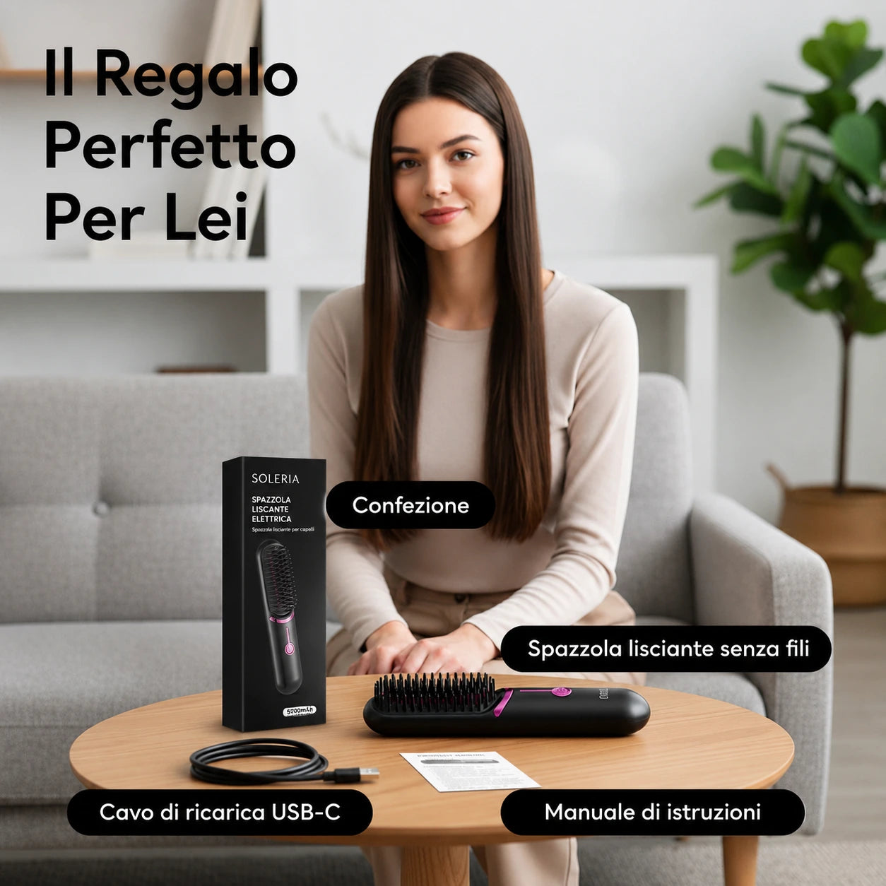 Soleria AirBrush™ Pro | Spazzola per lo styling senza fili