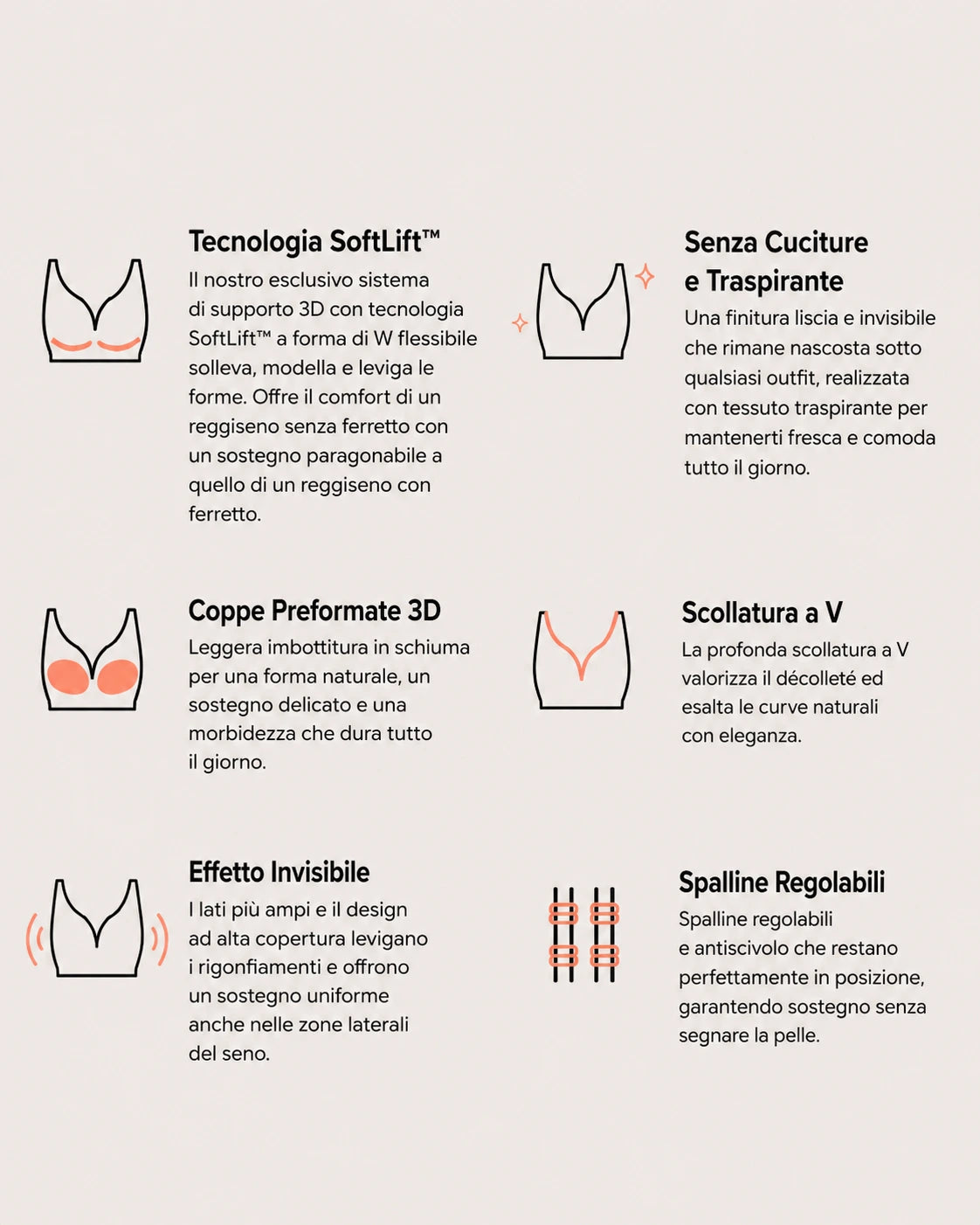 Reggiseno push-up senza cuciture, senza ferretti e in tessuto effetto gel
